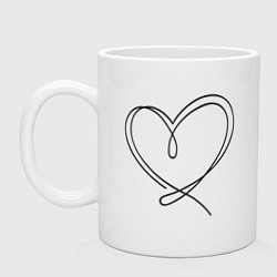 Кружка керамическая Рисунок сердца в стиле line art, цвет: белый