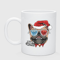 Кружка керамическая Pug christmas, цвет: белый