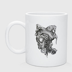 Кружка керамическая Jester skull steampunk, цвет: белый