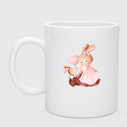 Кружка керамическая Мама зайка и зайчонок, цвет: белый