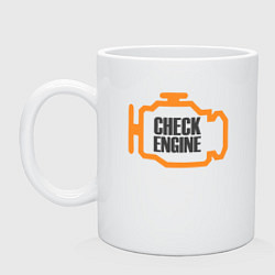 Кружка керамическая Check engine, цвет: белый