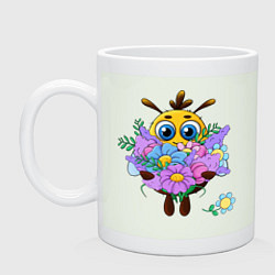 Кружка керамическая Пчелка с цветами, цвет: фосфор