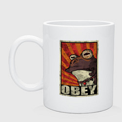 Кружка керамическая Obey frog, цвет: белый