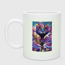 Кружка керамическая Мордочка цветочного котёнка - нейросеть - art, цвет: фосфор