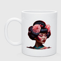 Кружка керамическая Японская красотка, цвет: белый