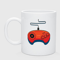 Кружка керамическая Красный геймпад, цвет: белый