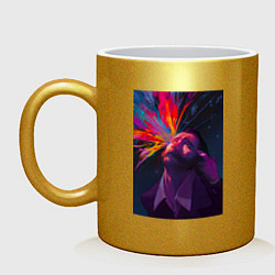 Кружка керамическая Disco Elysium - Взрыв мозга, цвет: золотой