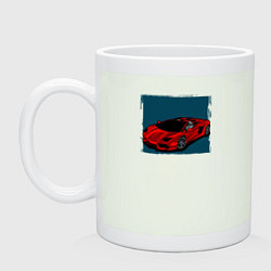 Кружка керамическая Гоночный авто, цвет: фосфор