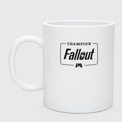 Кружка керамическая Fallout gaming champion: рамка с лого и джойстиком, цвет: белый