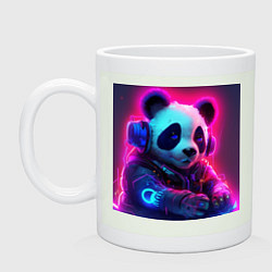 Кружка керамическая Диджей панда в свете неона, цвет: фосфор