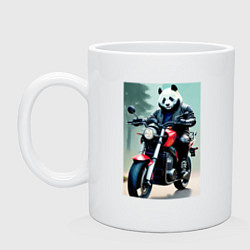 Кружка керамическая Panda - cool biker, цвет: белый