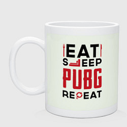 Кружка керамическая Надпись: eat sleep PUBG repeat, цвет: фосфор