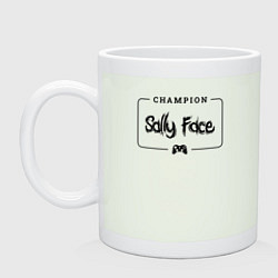 Кружка керамическая Sally Face gaming champion: рамка с лого и джойсти, цвет: фосфор