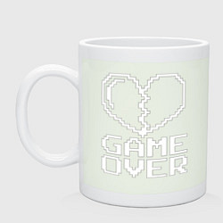 Кружка керамическая Пиксельное сердечко Game over, цвет: фосфор