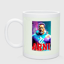 Кружка керамическая Super Arnold Schwarzenegger - Arni ai pop art, цвет: фосфор