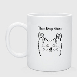 Кружка керамическая Three Days Grace - rock cat, цвет: белый