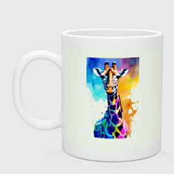 Кружка керамическая Маленький жирафёнок - Африка - акварель, цвет: фосфор