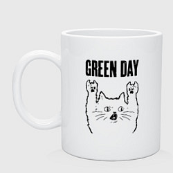 Кружка керамическая Green Day - rock cat, цвет: белый