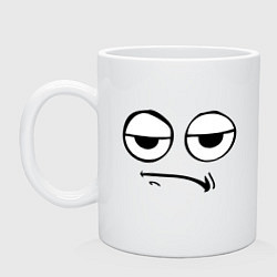 Кружка керамическая Unhappy tired emoji face, цвет: белый