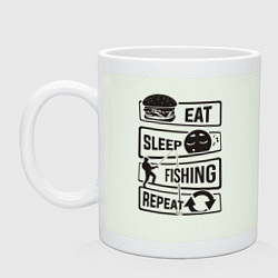 Кружка керамическая Eat sleep fishing repeat, цвет: фосфор