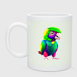 Кружка керамическая Мультяшный попугай, цвет: фосфор