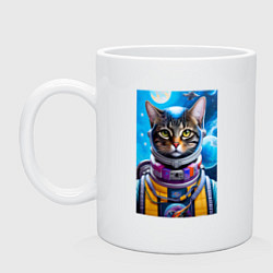 Кружка керамическая Котейка бравый пилот - нейросеть, цвет: белый