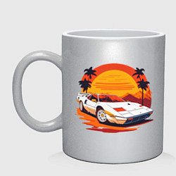 Кружка керамическая Ретро Феррари, цвет: серебряный