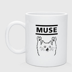 Кружка керамическая Muse - rock cat, цвет: белый