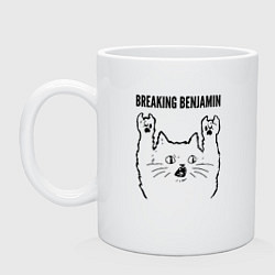 Кружка керамическая Breaking Benjamin - rock cat, цвет: белый