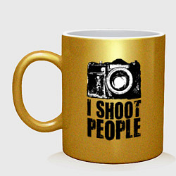 Кружка керамическая Shoot photographer, цвет: золотой