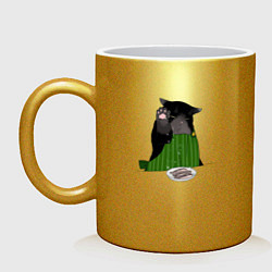 Кружка керамическая Кот повар, цвет: золотой