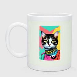 Кружка керамическая Pop art cat - neural network, цвет: фосфор