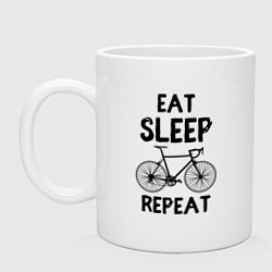 Кружка керамическая Eat sleep bike repeat, цвет: белый