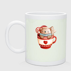 Кружка керамическая Новогодний мишка в кружке, цвет: фосфор