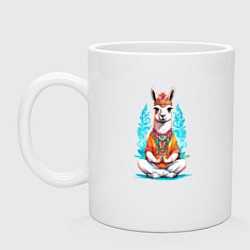 Кружка керамическая Лама йог в позе лотос, цвет: белый