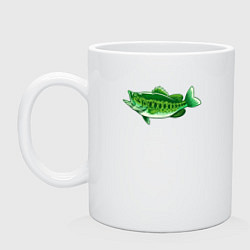 Кружка керамическая Зелёная рыбка, цвет: белый