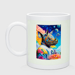 Кружка керамическая Инопланетная носорожка - фантазия, цвет: фосфор