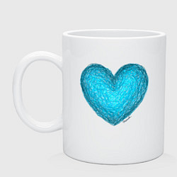 Кружка керамическая Сердце бирюзового цвета, цвет: белый
