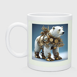 Кружка керамическая Белый медведь в стиле стимпанк, цвет: фосфор