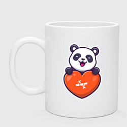 Кружка керамическая Сердечная панда, цвет: белый
