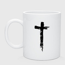 Кружка керамическая Крест простой графика, цвет: белый