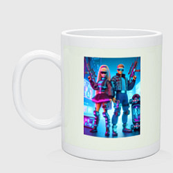 Кружка керамическая Ken and Barbie - cyberpunk ai art, цвет: фосфор