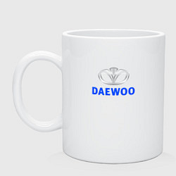 Кружка керамическая Daewoo sport auto logo, цвет: белый