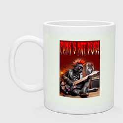 Кружка керамическая Котяра гитарист - панк не умер, цвет: фосфор