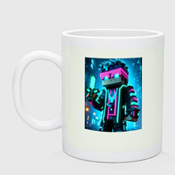 Кружка керамическая Minecraft - neon character ai art, цвет: фосфор
