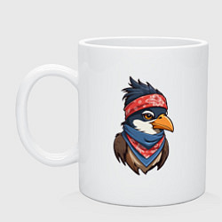 Кружка керамическая Птица в бандане в стиле Хип-хоп, цвет: белый
