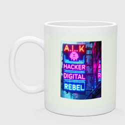 Кружка керамическая Ai hacker digital rebel - neon glow, цвет: фосфор