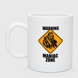 Кружка керамическая Предупреждающий знак Maniac zone, цвет: белый