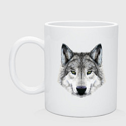 Кружка керамическая Классный красивый волк, цвет: белый