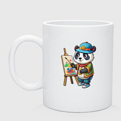 Кружка керамическая Панда-художник, цвет: белый